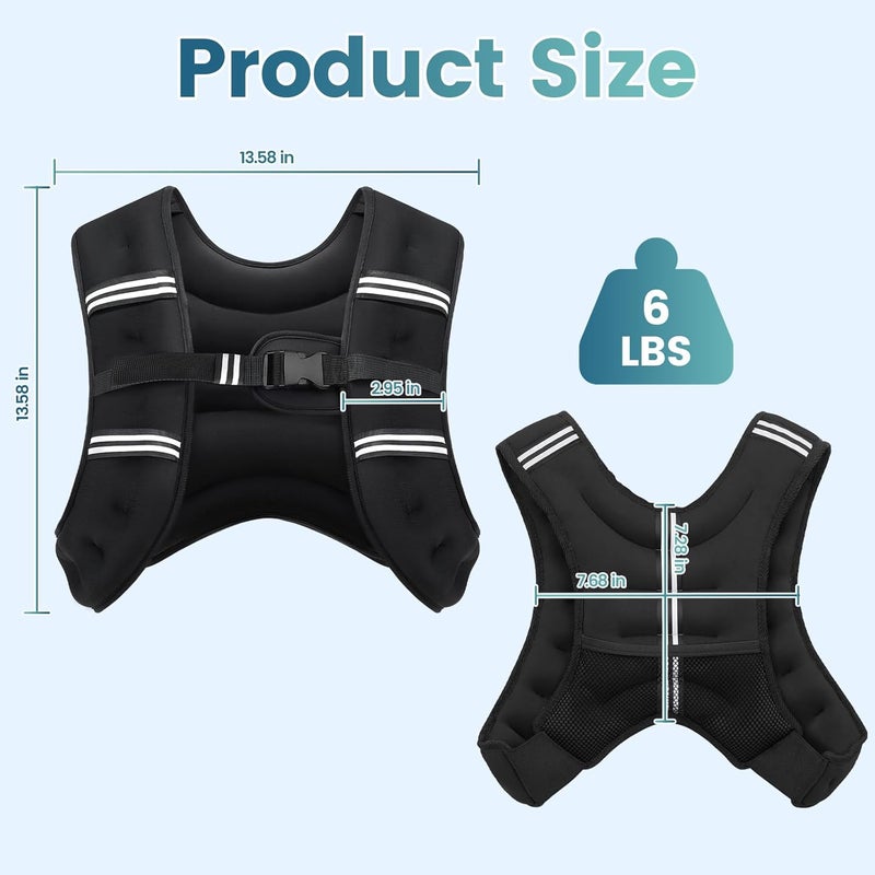 Cavry Weighted Vest, 8lb/12lb/16lb/20lb/25lb/30lb Weight Vest with Two Adjustment Straps for Men Women, Weight Vests with Reflective Stripe for Strength Training, Running, Jogging, Walking - Image 5